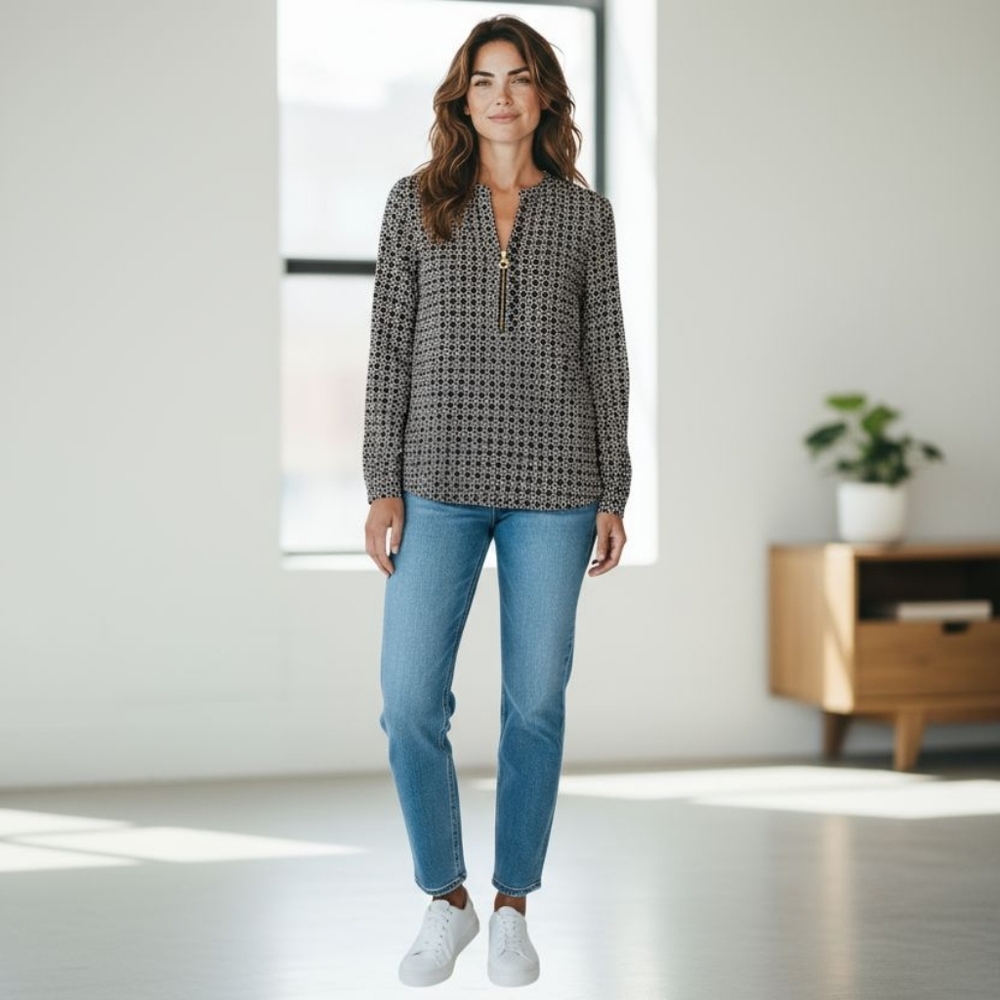 Michael Kors - Ladies Long Sleeve Pullover Blouse With Pockets And Working...